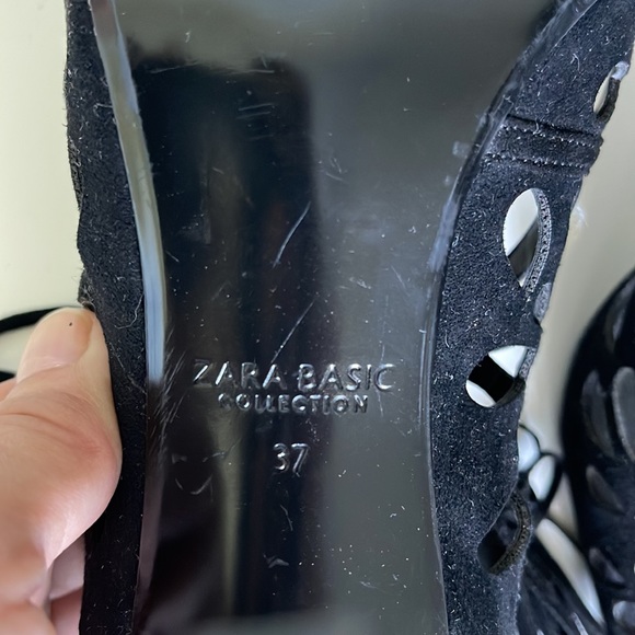 Zara black suede lace up heels. - Picture 6 of 6